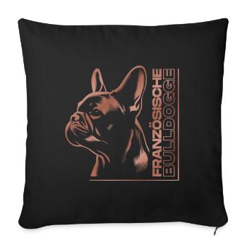 Französische Bulldogge Zeichnung Kopf rosegold - Sofakissenbezug 45 x 45 cm - Schwarz - Vorne