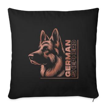 GERMAN SHEPHERD drawing head rose gold - Sofa pillowcase 17,3'' x 17,3'' (45 x 45 cm) - black - Front
