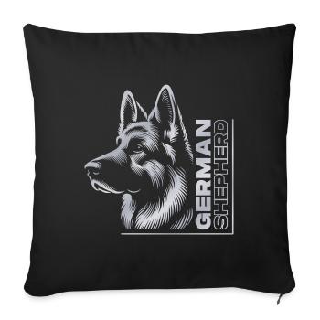German Shepherd Drawing Head Portrait silver - Sofa pillowcase 17,3'' x 17,3'' (45 x 45 cm) - black - Front
