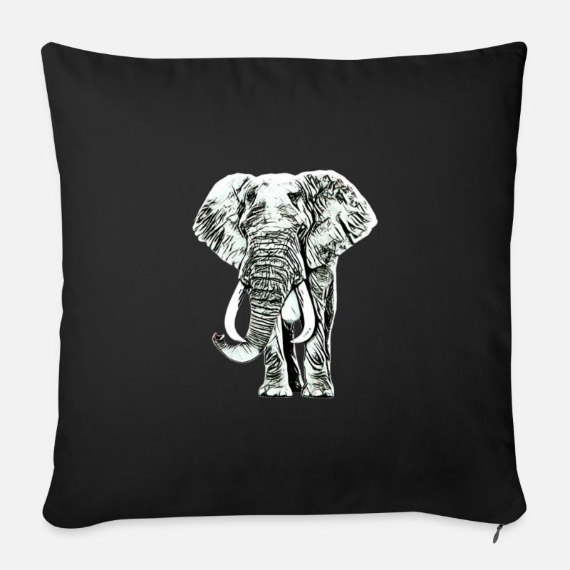 Elefant - Sofakissenbezug 45 x 45 cm - Schwarz