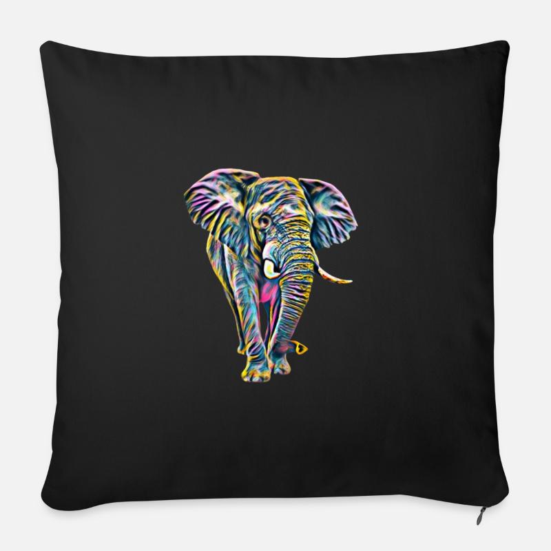 Elefant - Sofakissenbezug 45 x 45 cm - Schwarz