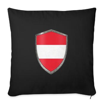 bouclier drapeau autrichien Autriche - Housse de coussin décorative 45 x 45 cm - noir - Devant