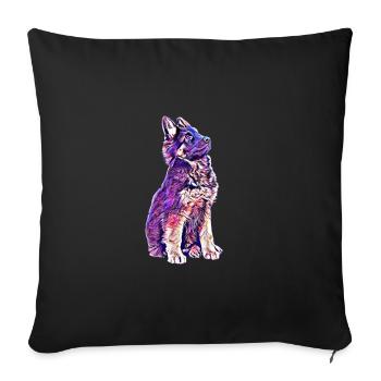 Schäferhund Welpe - Sofakissenbezug 45 x 45 cm - Schwarz - Vorne