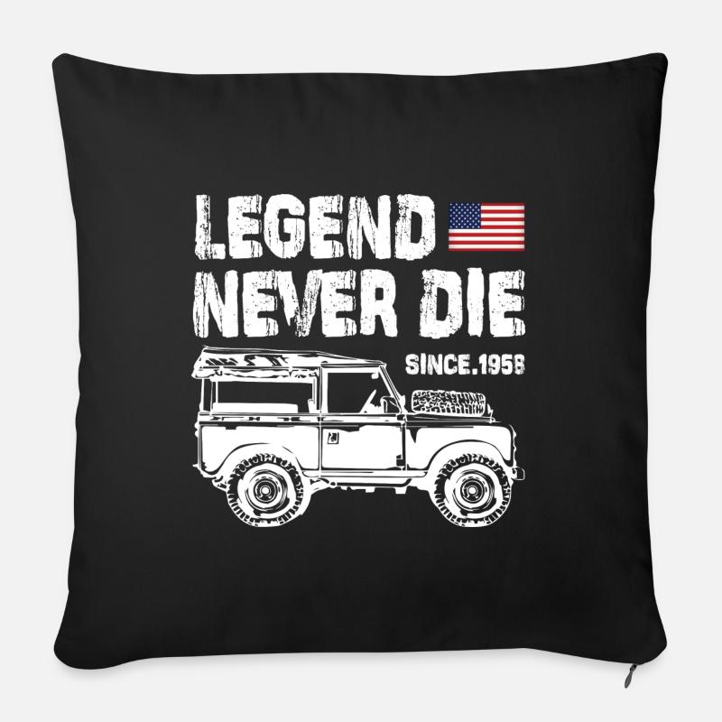 Jeep Legend Never Die - Sofakissenbezug 45 x 45 cm - Schwarz
