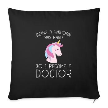 Unicorn Phd Doctorate Uni Saying Gift - Sofa pillowcase 17,3'' x 17,3'' (45 x 45 cm) - black - Front
