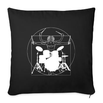 Drummer Vitruvian Man Drumsticks - Sofa pillowcase 17,3'' x 17,3'' (45 x 45 cm) - black - Front