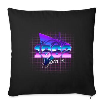 Retrowave Né en 1982 - Housse de coussin décorative 45 x 45 cm - noir - Devant
