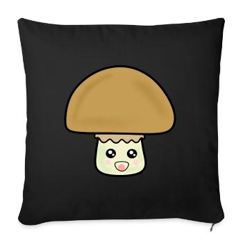 Champignon champignon mignon avec visage - Housse de coussin décorative 45 x 45 cm - noir - Devant