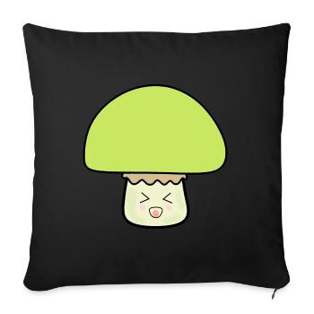 Mushroom green cute with face - Sofa pillowcase 17,3'' x 17,3'' (45 x 45 cm) - black - Front