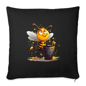L’abeille a découvert le pot de miel sucré - Housse de coussin décorative 45 x 45 cm - noir - Devant