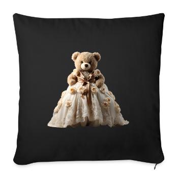 Teddy bear in wedding dress - Sofa pillowcase 17,3'' x 17,3'' (45 x 45 cm) - black - Front