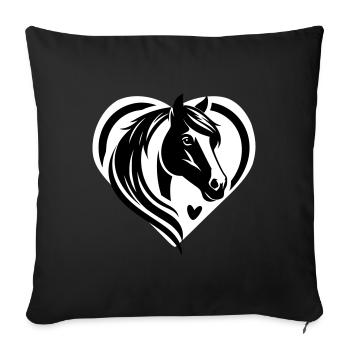 Coeur de tête de cheval - Housse de coussin décorative 45 x 45 cm - noir - Devant