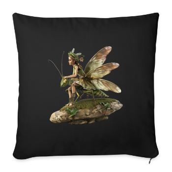 Good Fairy Rides a Hay Horse - Sofa pillowcase 17,3'' x 17,3'' (45 x 45 cm) - black - Front