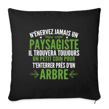 Paysagiste et Jardinier Cadeau Humour - Housse de coussin décorative 45 x 45 cm - noir - Devant