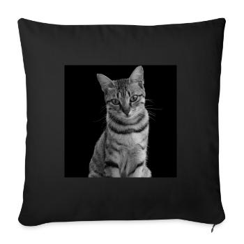 Cat white-black Cat black and white - Sofa pillowcase 17,3'' x 17,3'' (45 x 45 cm) - black - Front