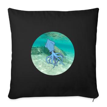 calamari under water - Sofa pillowcase 17,3'' x 17,3'' (45 x 45 cm) - black - Front
