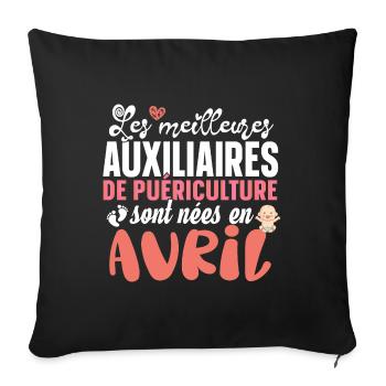 Auxiliaire Puériculture Puéricultrice Avril Métier - Housse de coussin décorative 45 x 45 cm - noir - Devant