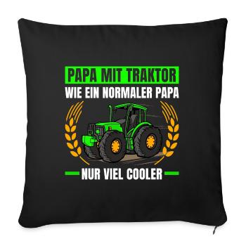 Landwirtschaft Papa Mit Traktor Trecker - Sofakissenbezug 45 x 45 cm - Schwarz - Vorne