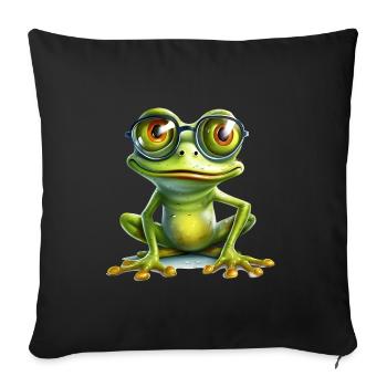 Frogs don't really need glasses - Sofa pillowcase 17,3'' x 17,3'' (45 x 45 cm) - black - Front