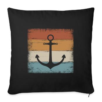Anker Maritim Meer Seefahrt - Sofakissenbezug 45 x 45 cm - Schwarz - Vorne