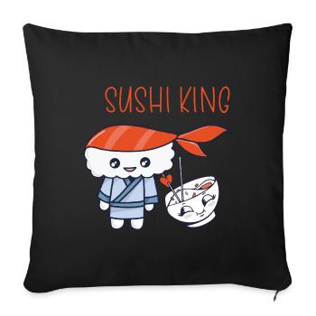 Kawaii Japanese Food Salmon Salmon Sushi Roll - Housse de coussin décorative 45 x 45 cm - noir - Devant