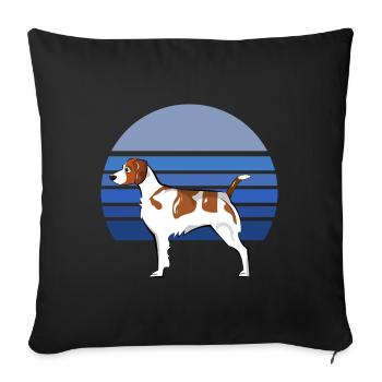 Brittany Dog Blue Retro - Sofa pillowcase 17,3'' x 17,3'' (45 x 45 cm) - black - Front