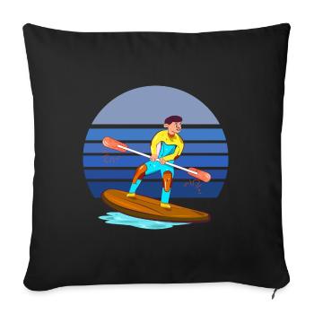 Paddleboarding Blue Retro - Sofa pillowcase 17,3'' x 17,3'' (45 x 45 cm) - black - Front
