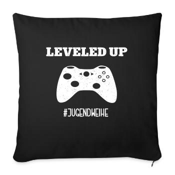 Jugendweihe Gamer Leveled Up #Jugendweihe - Sofakissenbezug 45 x 45 cm - Schwarz - Vorne