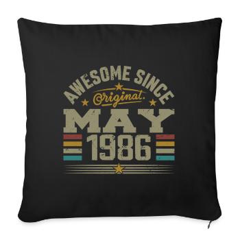 Vintage Mai 1986 Mai 1986 né en Mai 1986 Original - Housse de coussin décorative 45 x 45 cm - noir - Devant
