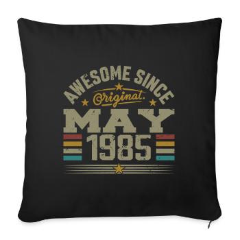 Vintage Mai 1985 Mai 1985 né en Mai 1985 Original - Housse de coussin décorative 45 x 45 cm - noir - Devant