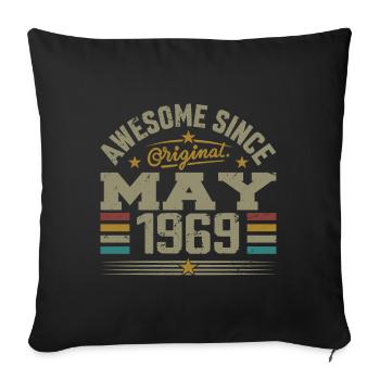 Vintage Mai 1969 Mai 1969 né en Mai 1969 Original - Housse de coussin décorative 45 x 45 cm - noir - Devant