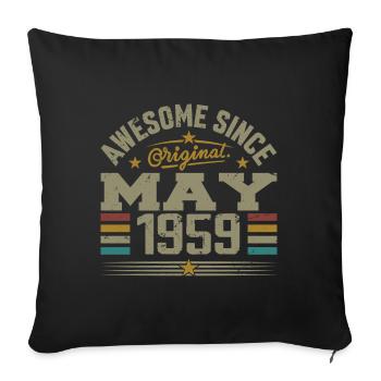 Vintage Mai 1959 Mai 1959 né en Mai 1959 Original - Housse de coussin décorative 45 x 45 cm - noir - Devant
