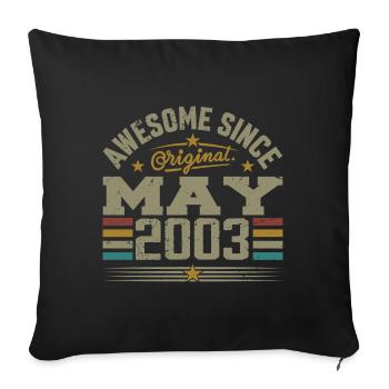 Vintage Mai 2003 Mai 2003 né en Mai 2003 Original - Housse de coussin décorative 45 x 45 cm - noir - Devant