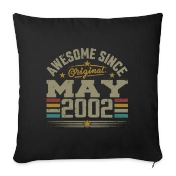 Vintage Mai 2002 Mai 2002 né en Mai 2002 Original - Housse de coussin décorative 45 x 45 cm - noir - Devant