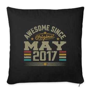 Vintage Mai 2017 Mai 2017 né en Mai 2017 Original - Housse de coussin décorative 45 x 45 cm - noir - Devant