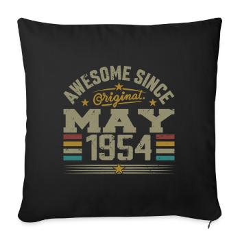 Vintage Mai 1954 Mai 1954 né en Mai 1954 Original - Housse de coussin décorative 45 x 45 cm - noir - Devant