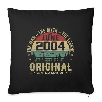 2004 Juin 2004 Anniversaire Juin 2004 Juin Cadeau - Housse de coussin décorative 45 x 45 cm - noir - Devant