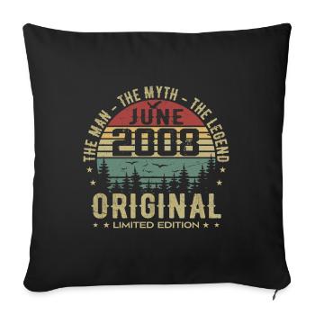 2008 June 2008 Birthday June 2008 June Gift - Sofa pillowcase 17,3'' x 17,3'' (45 x 45 cm) - black - Front