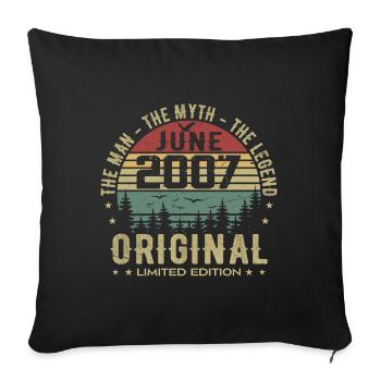 2007 Juin 2007 Anniversaire Juin 2007 Juin Cadeau - Housse de coussin décorative 45 x 45 cm - noir - Devant