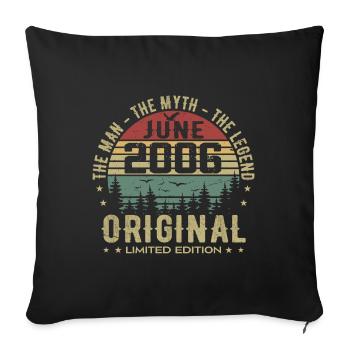 2006 June 2006 Birthday June 2006 June Gift - Sofa pillowcase 17,3'' x 17,3'' (45 x 45 cm) - black - Front