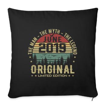 2019 June 2019 Birthday June 2019 June Gift - Sofa pillowcase 17,3'' x 17,3'' (45 x 45 cm) - black - Front