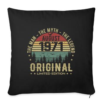 Légende Depuis Août 1971 Cadeau Anniversaire 1971 - Housse de coussin décorative 45 x 45 cm - noir - Devant