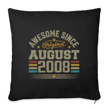 Août 2008 Anniversaire Août 2008 August 2008 Rétro - Housse de coussin décorative 45 x 45 cm - noir - Devant