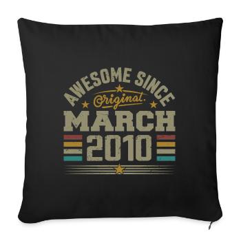 March 2010 Birthday Vintage Gift Idea 2010 - Sofa pillowcase 17,3'' x 17,3'' (45 x 45 cm) - black - Front