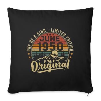 June 1950 Vintage June 1950 Birthday Gift - Sofa pillowcase 17,3'' x 17,3'' (45 x 45 cm) - black - Front