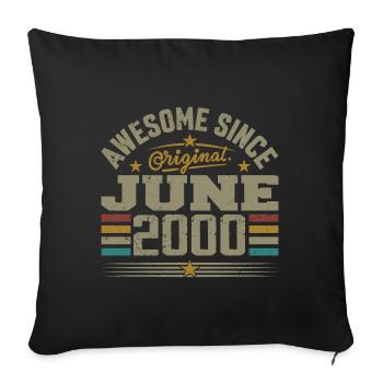 June 2000 Birthday Gift June 2000 June - Sofa pillowcase 17,3'' x 17,3'' (45 x 45 cm) - black - Front
