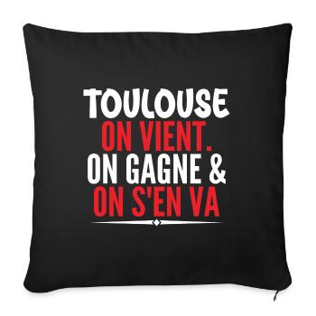 Rugby Toulouse Humour Cadeau Supporter Rugby - Housse de coussin décorative 45 x 45 cm - noir - Devant