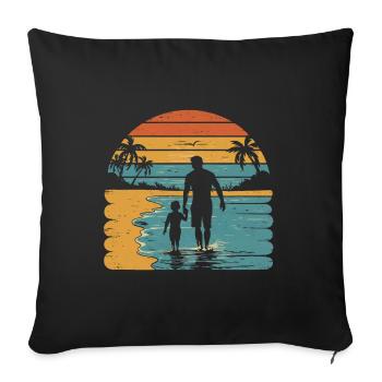 Father and son holiday beach retro vintage - Sofa pillowcase 17,3'' x 17,3'' (45 x 45 cm) - black - Front