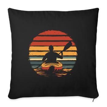 Kayak vintage Kayaker - Housse de coussin décorative 45 x 45 cm - noir - Devant