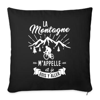T-shirt Vélo - La Montagne m'appelle - Housse de coussin décorative 45 x 45 cm - noir - Devant
